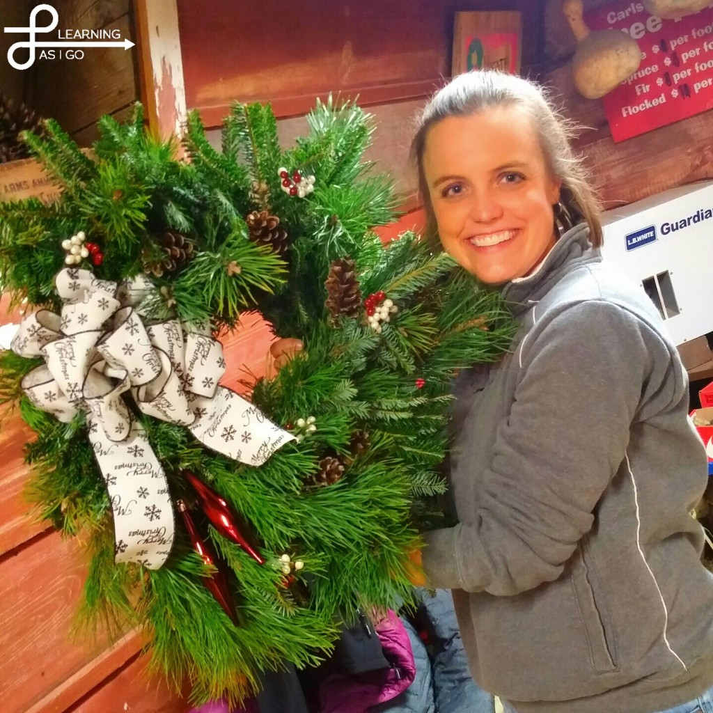 Me and my completed wreath! I'm obviously very proud! 