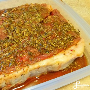 Sirloin marinating in the herb mixture! 