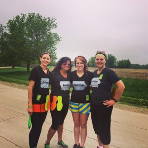 Laura and her friends on many of their MS Walks!